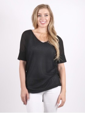 Breathable V Neck High-Low Short Sleeved Loose Top